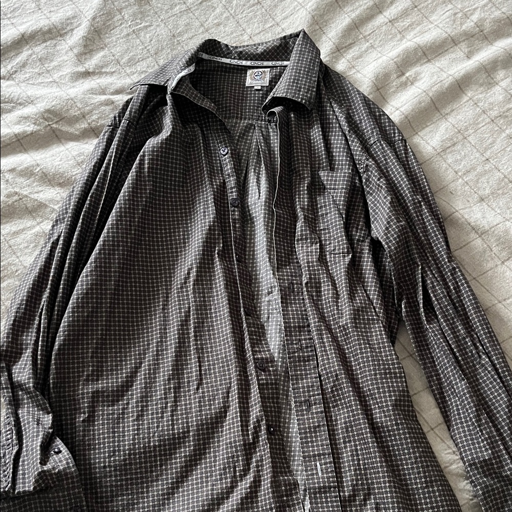 Cinch Men's Black Checkered Button Down Shirt